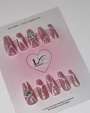 Cateye With White Swirl Nails