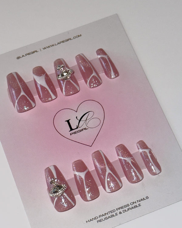 Cateye With White Swirl Nails