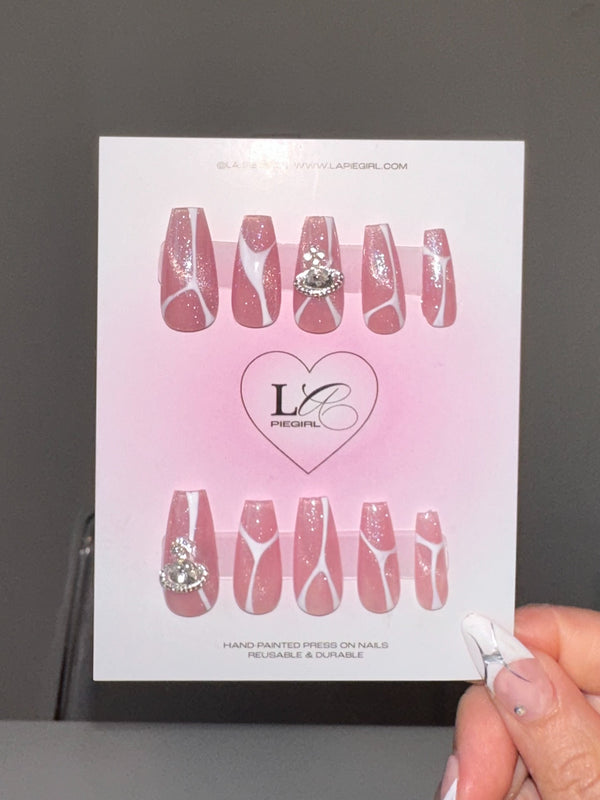 Cateye With White Swirl Nails