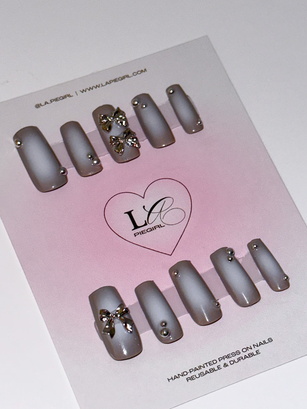 Silver Bow Mocha Ombre Nails