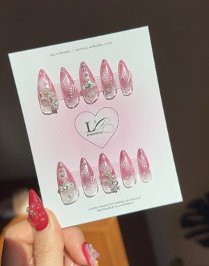 Clear Pink Chrome Ombre Star Nails