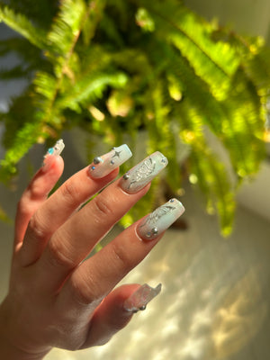 Blue Ombre Butterflies nails