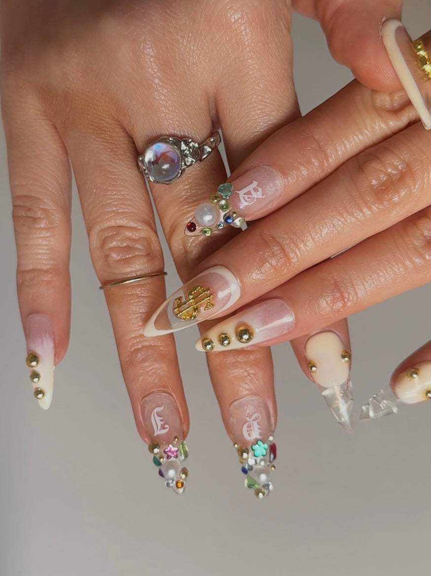 Gold Dollar Sign Nails
