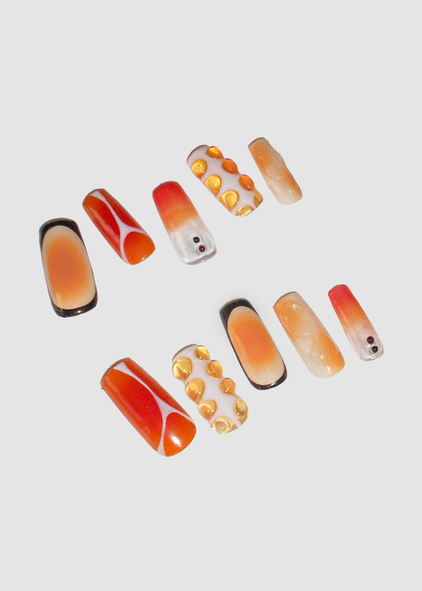Orange Ombre J nails