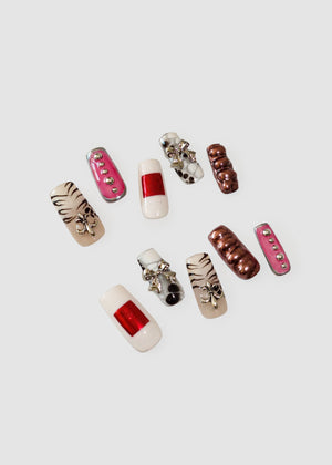 Zebra Kiss Red Chrome Nails