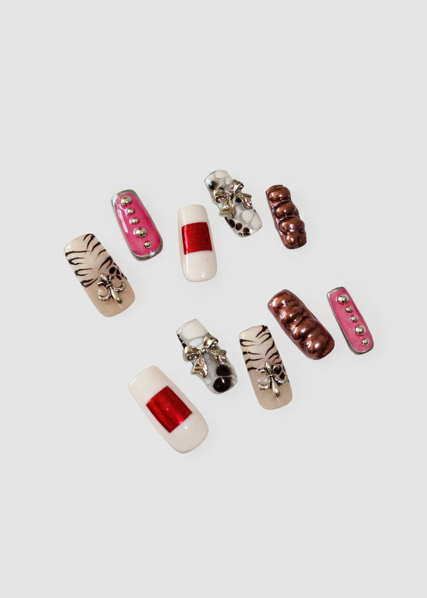 Zebra Kiss Red Chrome Nails