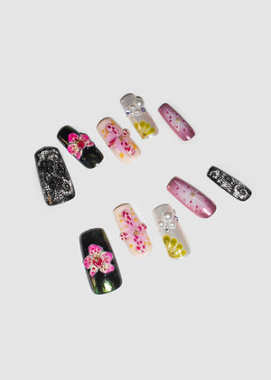 Black 3D Orchid Nails