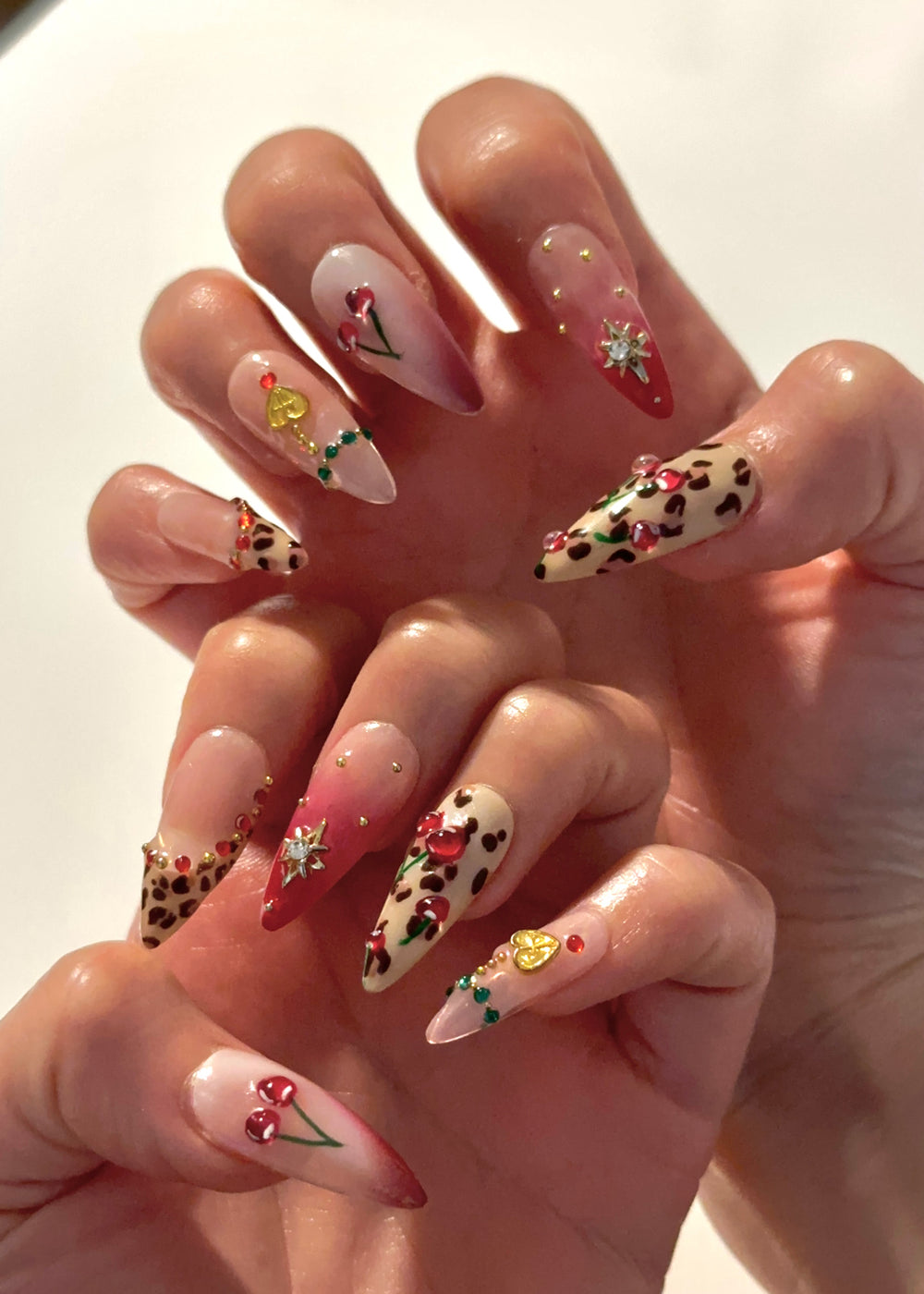 Leopard Cherry Nails