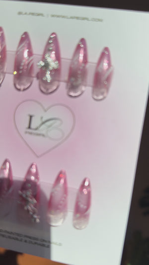 Clear Pink Chrome Ombre Star Nails