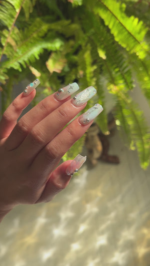 Blue Ombre Butterflies nails