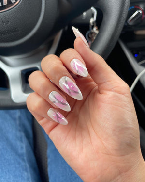 Silver Pink Airbrush Nails