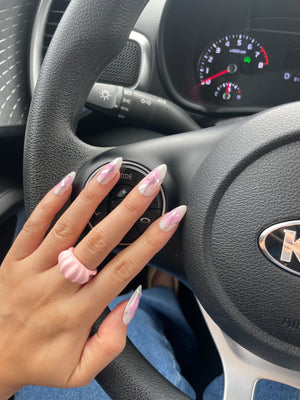 Silver Pink Airbrush Nails