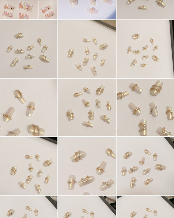 Chrome 3D Gold Sliver Swirl Nails