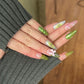 Green & Pink bow nails