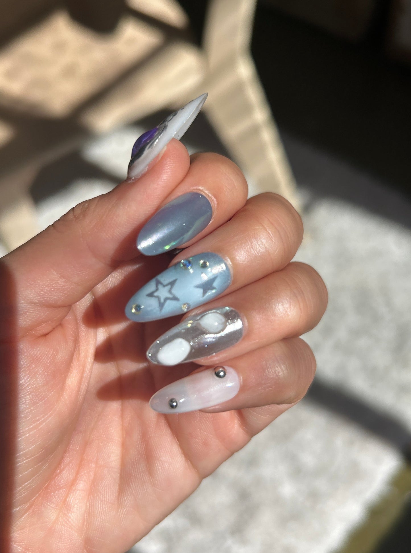 Crystal Silver Chrome nails