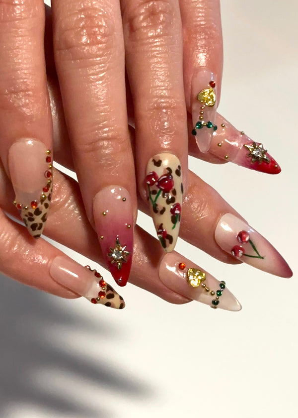 Leopard Cherry Nails