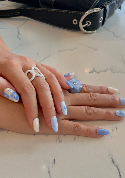 Checkered Floral Nails