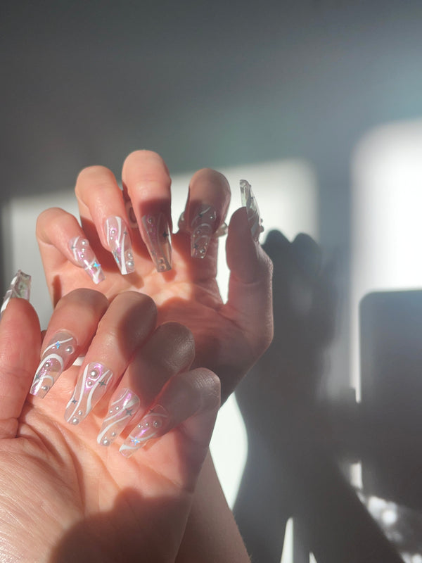Snowy Night Nails
