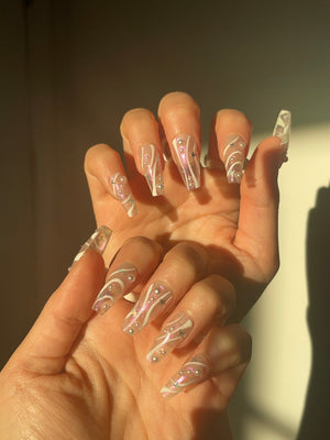 Snowy Night Nails