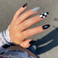 Black & Gray Checkered nails