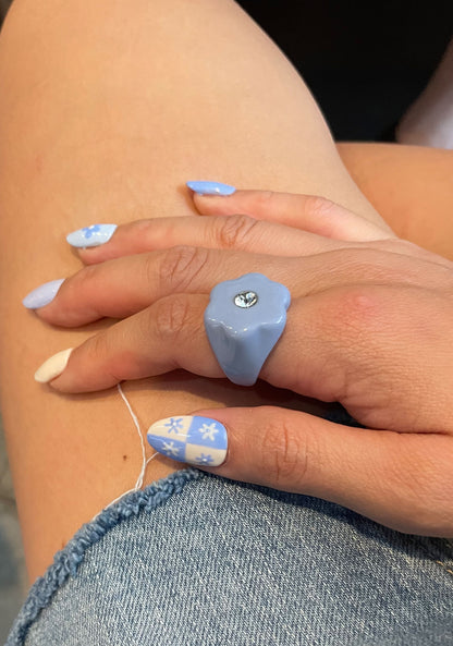 Checkered Floral Nails