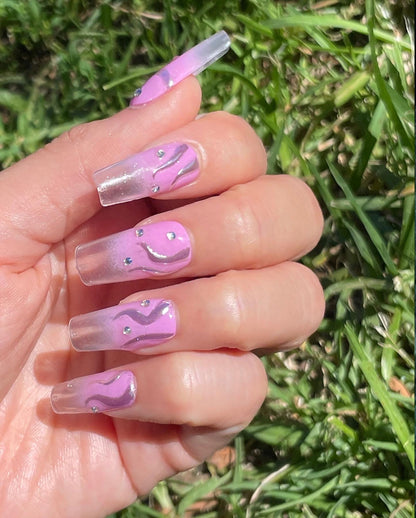Sliver Purple Ombre Nails