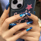 Blue chrome flower nails